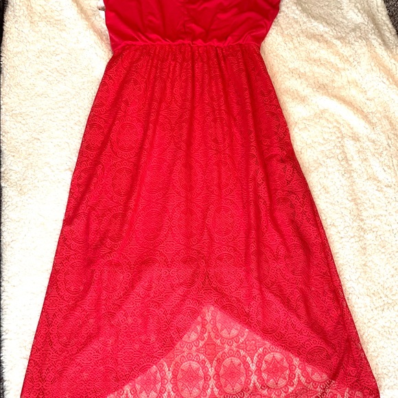NWT Red Crochet Lace Maxi Dress Sleeveles Sz 1X-2X - Picture 4 of 9